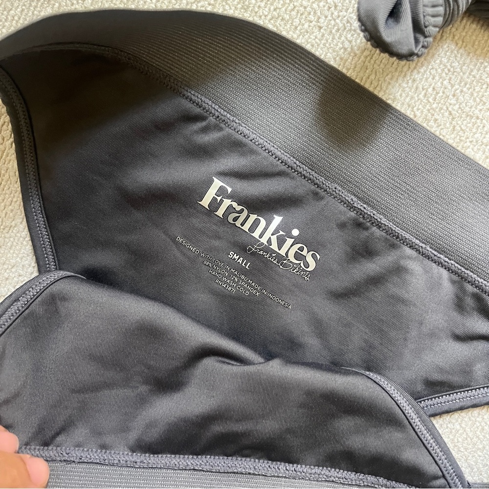 Frankie’s Bikinis Grey Ribbed Bikini Top & Bottom - Picture 4 of 6